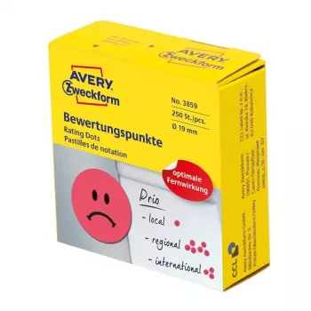 Avery 3859 zelfklevend etiket rond permanent rood 250 stuks