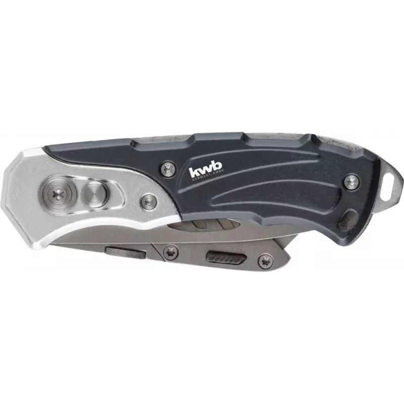 Multitoolmes KWB 016910 vergrendelbaar klingenmes zwart drop-point