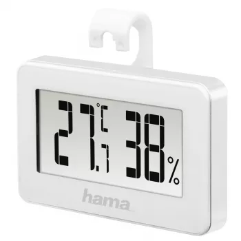 Digitaal weerstation HAMA 00186363 – binnenthermometer en hygrometer, luchtvochtigheid 20–95%, wit, batterij CR2025