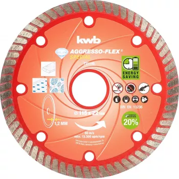 kwb 721140 Snijschijf voor steen, beton, graniet, marmer, keramiek en tegels, 115 mm, 2,2 cm, oranje/rood