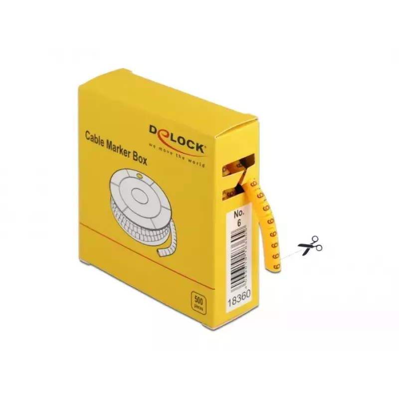 Kabelmarkeerder DeLOCK Box nr. 6 geel 500 stuks