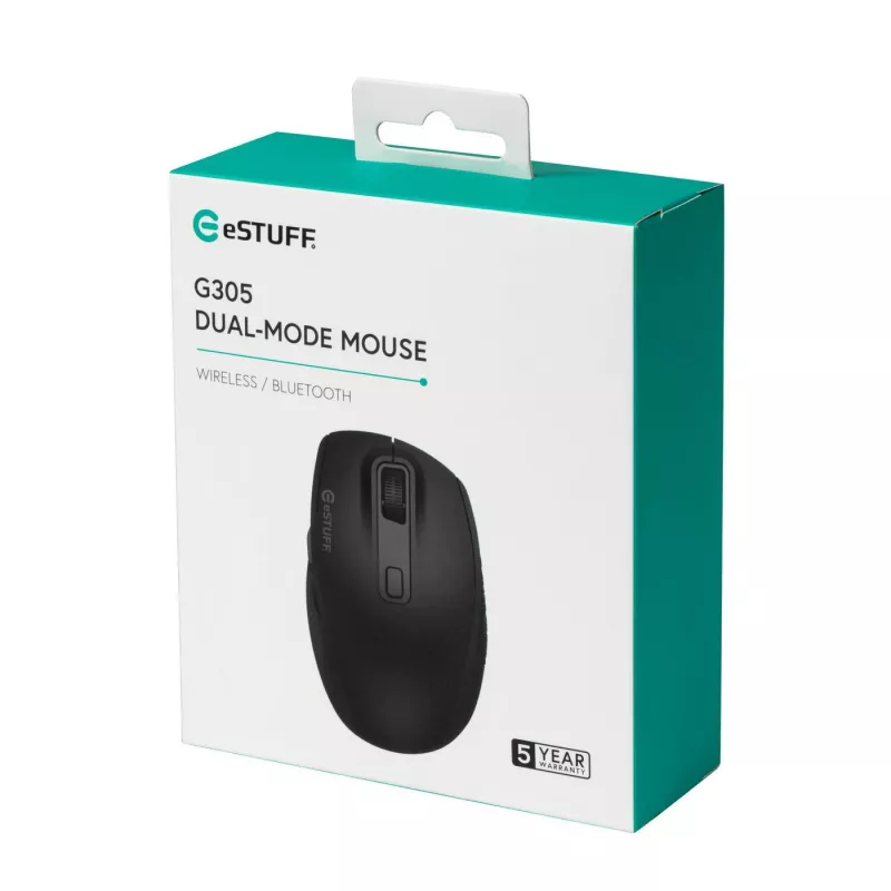 eSTUFF GLB214002 muis kantoor rechtshandig RF draadloos + Bluetooth IR-LED 1800 DPI