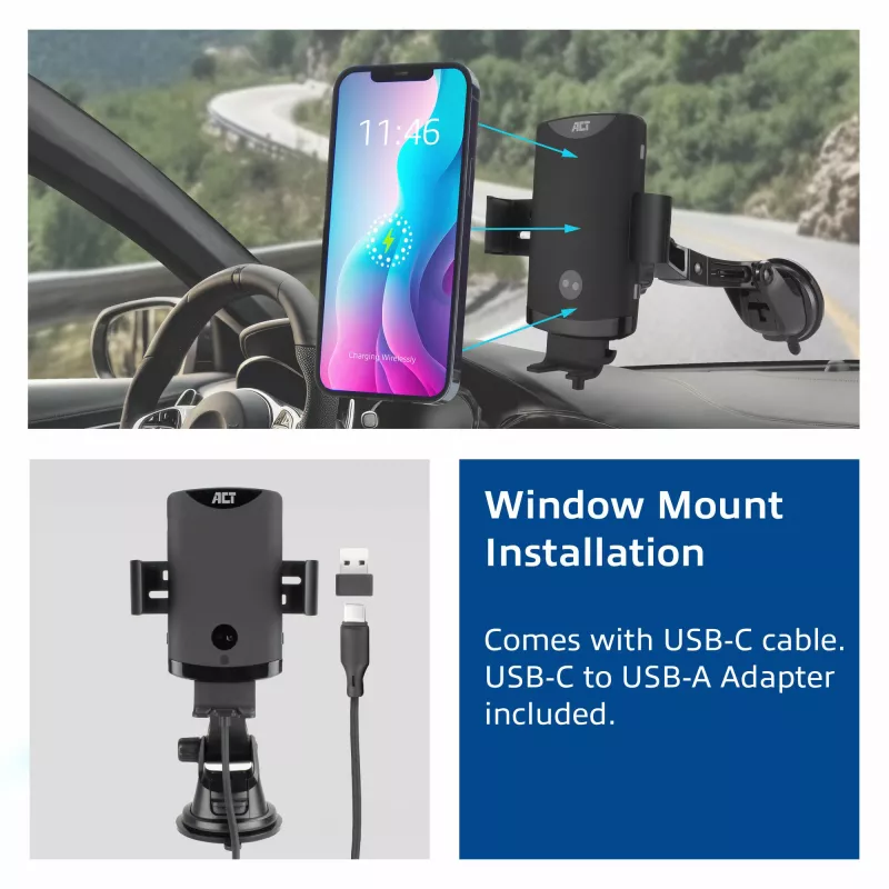 ACT automatische smartphone-autohouder AC9010 met draadloos laden