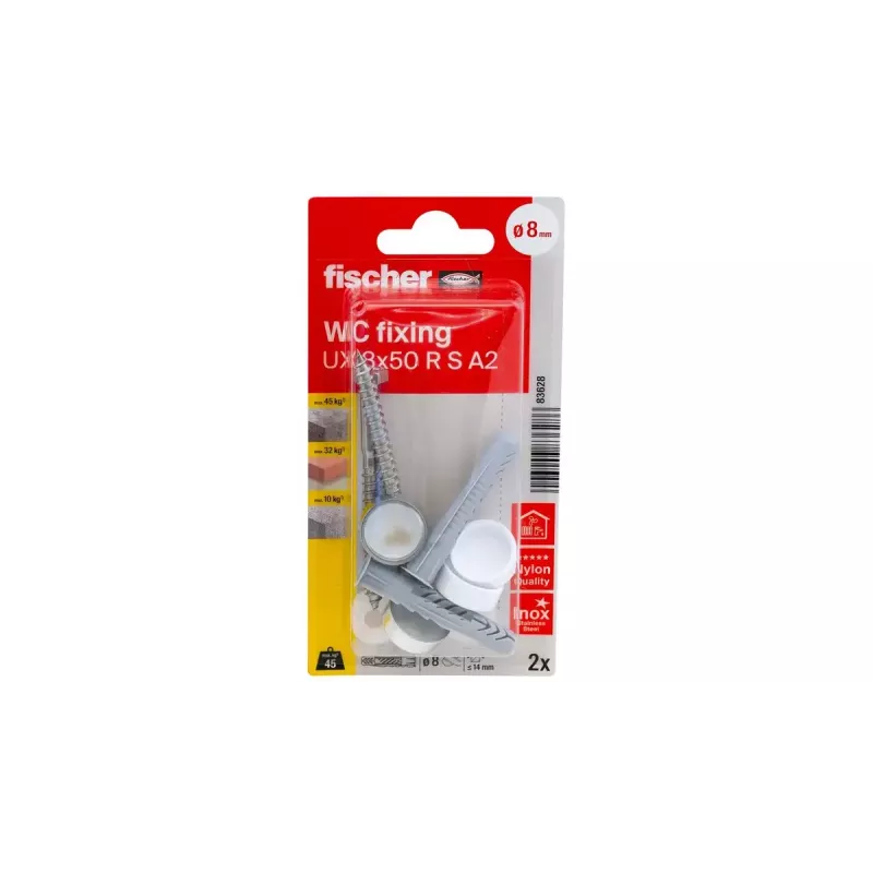 Schroeven- en pluggenset Fischer 83628 geschikt voor baksteen, beton