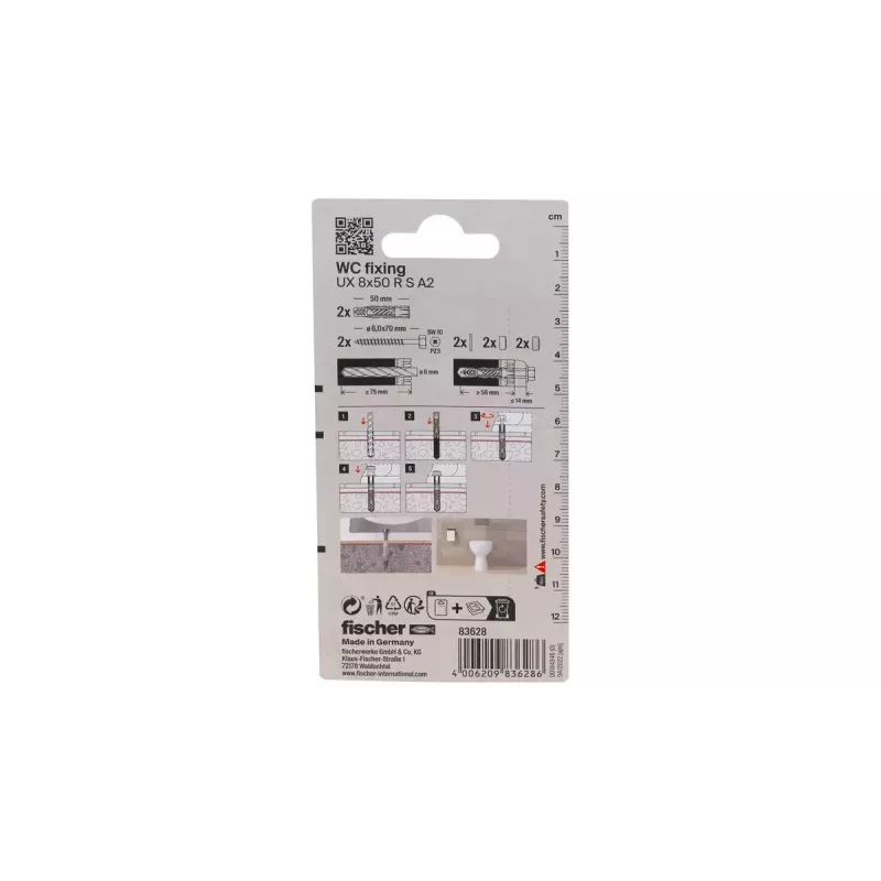 Schroeven- en pluggenset Fischer 83628 geschikt voor baksteen, beton
