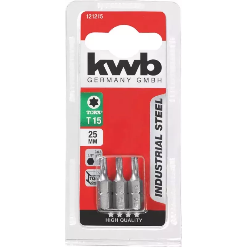 KWB 121207 schroevendraaier-bit 3 stuks Torx T7 25 mm zeskant