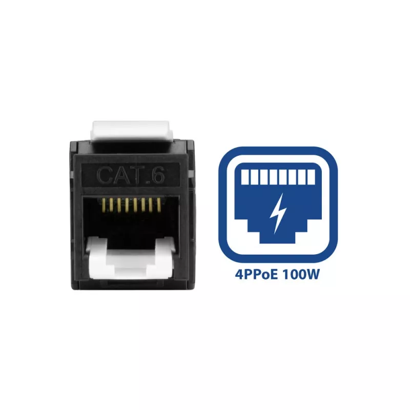 ACT Keystone Jack RJ45 CAT6 ongeïsoleerd gereedschapsloos met shutter, zwart