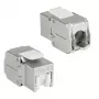 ACT Keystone Jack RJ45 CAT6 afgeschermd gereedschapsloos met shutter zilver-wit