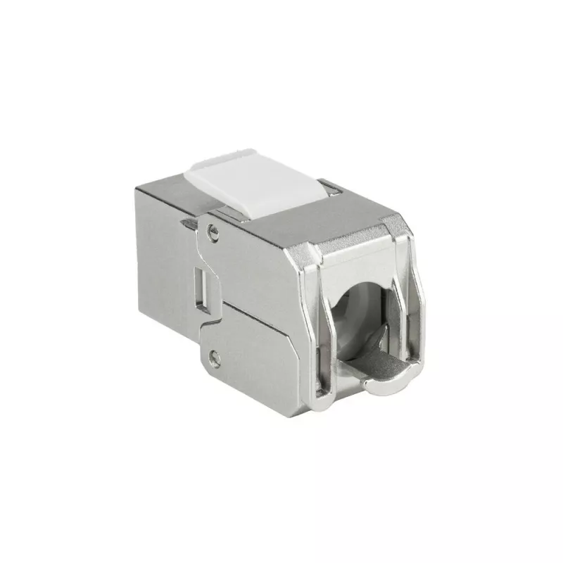 ACT Keystone Jack RJ45 CAT6 afgeschermd gereedschapsloos met shutter zilver-wit