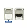ACT Keystone Jack RJ45 CAT6 afgeschermd gereedschapsloos met shutter zilver-wit