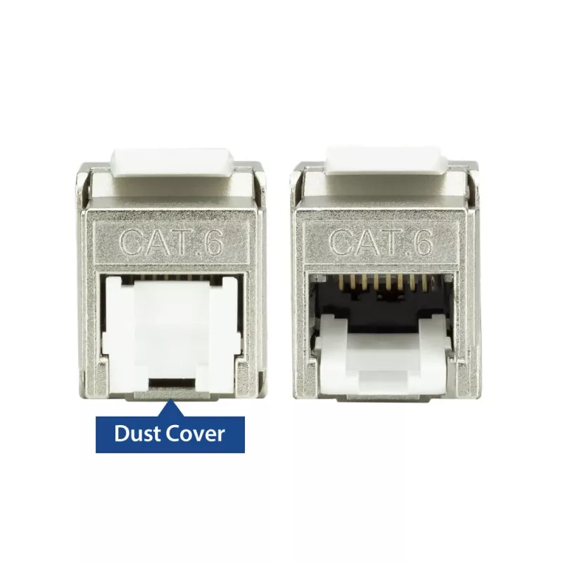 ACT Keystone Jack RJ45 CAT6 afgeschermd gereedschapsloos met shutter zilver-wit