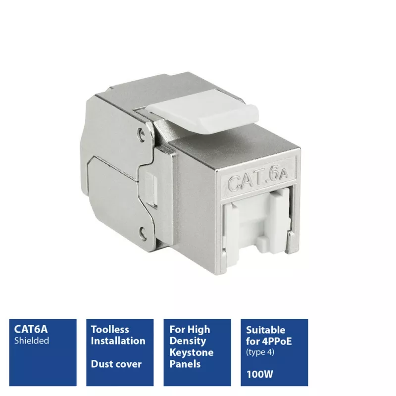 ACT Keystone-bus RJ45 CAT6A afgeschermd gereedschapsloos met stofkap