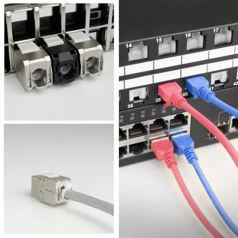 ACT Keystone-bus RJ45 CAT6A afgeschermd gereedschapsloos met stofkap