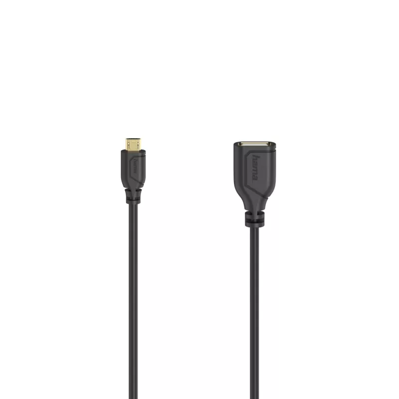 Hama Flexi-schlank USB-kabel USB 2.0 0,15 m Micro-USB A USB A zwart