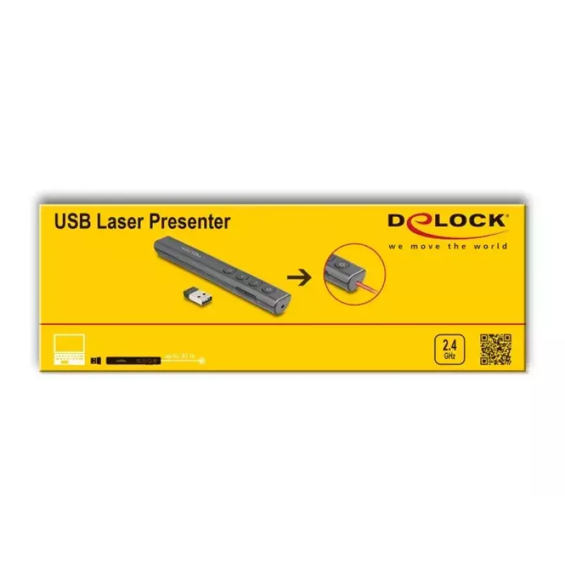 DeLOCK USB laserpresenter draadloos USB RF afstandsbediening rode laserpointer