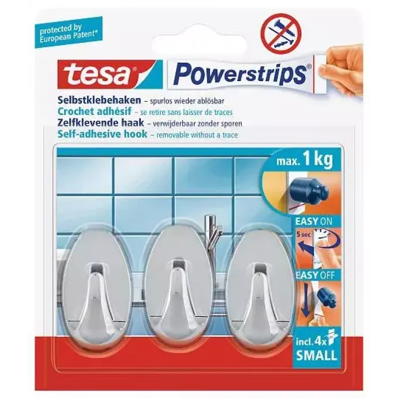 Handdoekhaak TESA 57543-00012 indoor chroom 3 stuks
