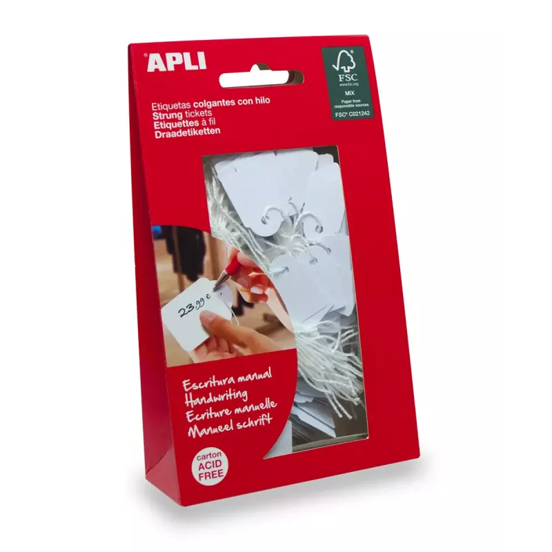 agipa 7009 hangetiketten, 15 x 24 mm, afgeronde hoeken, met witte draad