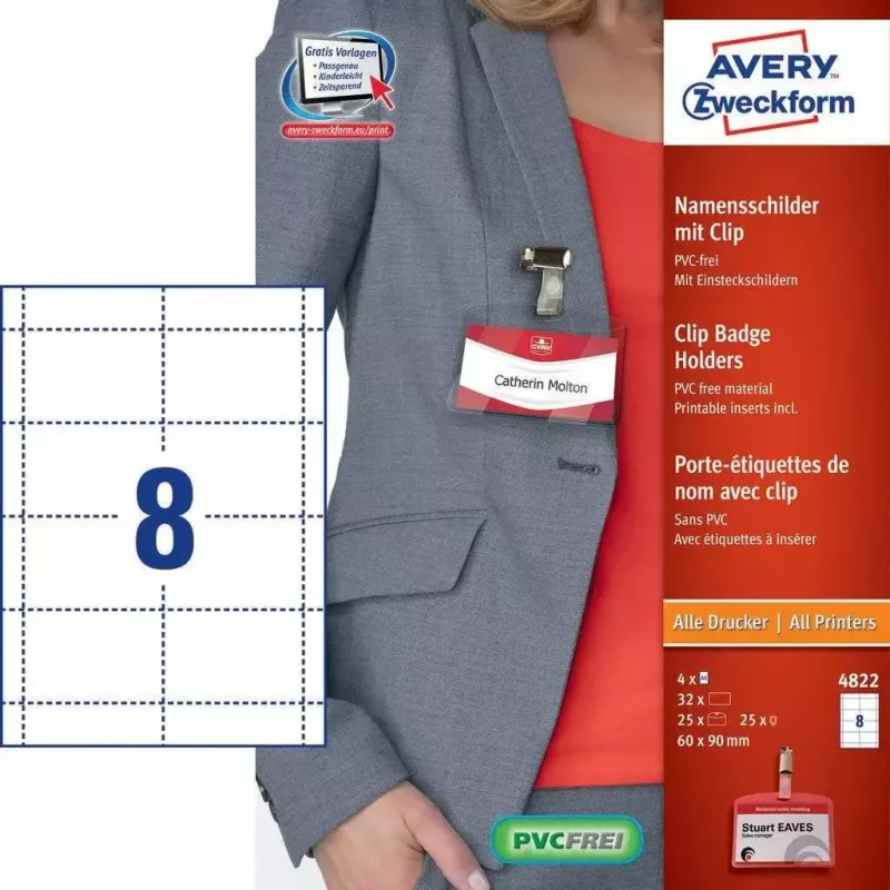Niet-klevend etiket AVERY 4822 transparant wit rechthoekig 32 stk.
