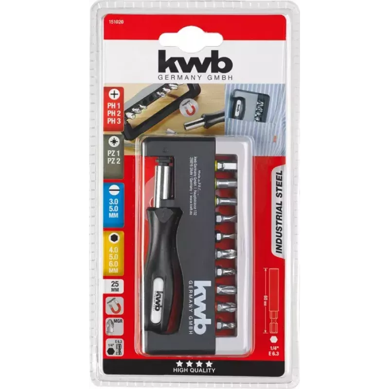 Schroefbitset KWB Industrial Steel Standard Handy Bit Box