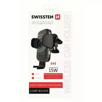 Autohouder met draadloze oplader SWISSTEN W2-AV5, 15W Qi-oplaadfunctie, Micro-USB-kabel 1,2 m