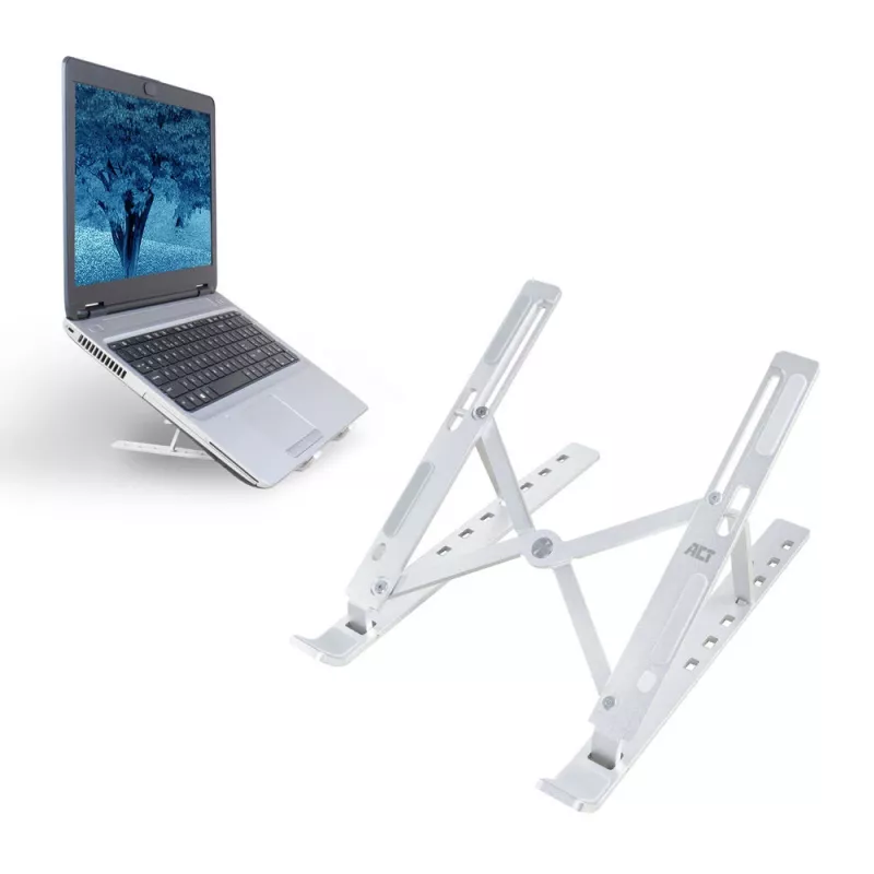 ACT opvouwbare laptopstandaard aluminium, 7-voudig in hoogte verstelbaar