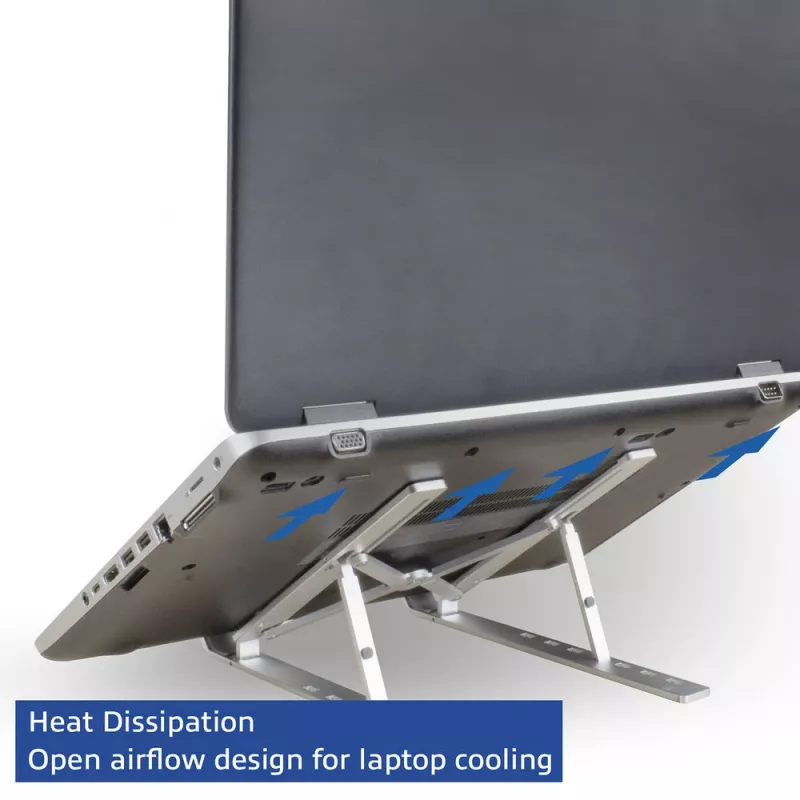 ACT opvouwbare laptopstandaard aluminium, 7-voudig in hoogte verstelbaar
