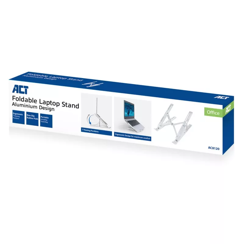 ACT opvouwbare laptopstandaard aluminium, 7-voudig in hoogte verstelbaar
