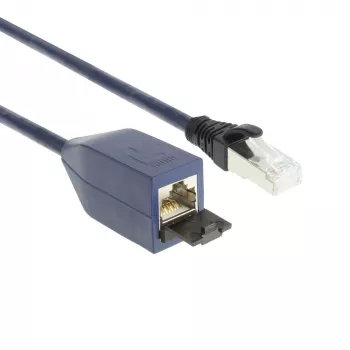 ACT blauw 1 meter LSZH S/FTP CAT6A MPTL verlengkabel zonder vergrendeling met RJ45-stekkers