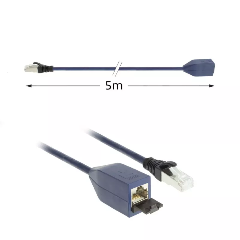 ACT blauw 5 meter LSZH SFTP CAT6A MPTL verlengkabel vergrendelingsbeveiliging met RJ45-stekkers