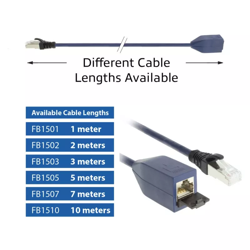 ACT blauw 7 meter LSZH SFTP CAT6A MPTL-verlengkabel, vergrendelingsbeveiliging, met RJ45-stekkers
