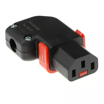 ACT C13 IEC Lock+ hermonteerbare linker of rechter haakse stekker zwart, PA130100RBK