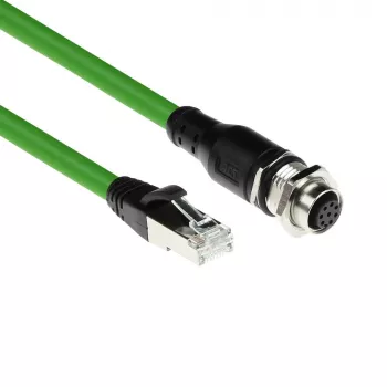 ACT Industrial 3,00 meter sensorkabel M12A 8-polig bus naar RJ45-stekker, Ultraflex SF/UTP TPE-kabel, afgeschermd