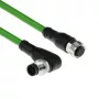 ACT Industrial 3,00 meter sensorkabel M12A 8-polig stekker haaks naar M12A bus, Ultraflex TPE-kabel, afgeschermd