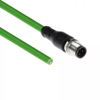 ACT Industrial 3,00 meter sensorkabel M12D 4-polig stekker naar open uiteinde, Superflex Xtreme TPE-kabel, afgeschermd
