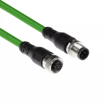 ACT Industrial 1,50 meter sensorkabel M12D 4-polig stekker naar M12D 4-polig bus, Superflex Xtreme TPE-kabel, afgeschermd