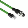 ACT Industrial 1,50 meter sensorkabel M12D 4-polig bus chassis naar RJ45-stekker, Superflex Xtreme TPE-kabel, afgeschermd