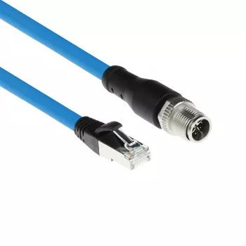 ACT Industrial 10,00 meter sensorkabel M12X 8-polig stekker chassis naar RJ45, Superflex SF/UTP TPE-kabel, afgeschermd