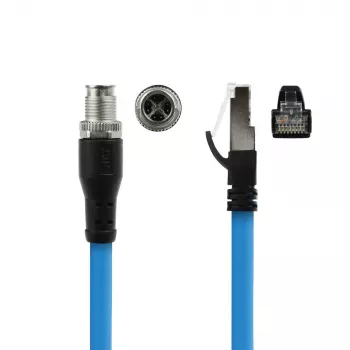 ACT Industrial 10,00 meter sensorkabel M12X 8-polig stekker chassis naar RJ45, Superflex SF/UTP TPE-kabel, afgeschermd