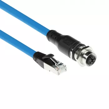 ACT Industrial 1,50 meter sensorkabel M12X 8-polig bus behuizing naar RJ45, Superflex SF/UTP TPE-kabel, afgeschermd
