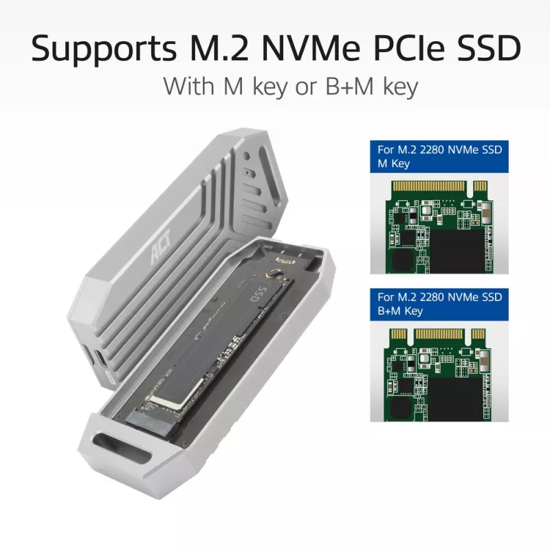 ACT USB 40 Gbit/s M.2 2280 NVMe / PCIe SSD-behuizing, gereedschapsloos