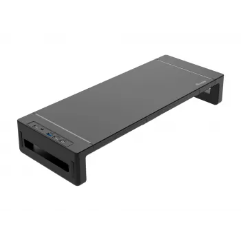 Monitorstandaard EQUIP ergonomische monitorstandaard met USB (USB-A x4, USB-C x1), vrijstaand, 25 kg, zwart
