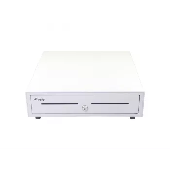 Kassalade EQUIP 351011, handmatige/automatische kassalade, 4 bankbiljettenvakken / 8 muntvakken, metaal, wit, 420×405×110 mm
