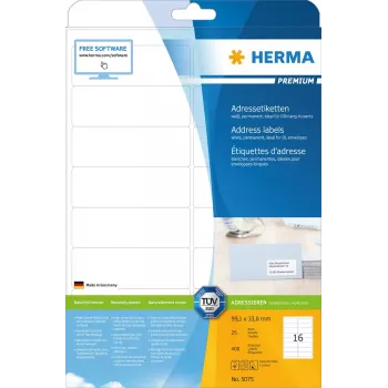 Adresetiketten Premium HERMA A4 99,1x33,8 mm 400 stuks