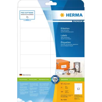 Zelfklevend printeretiket HERMA Labels Premium A4 97x42,3 mm