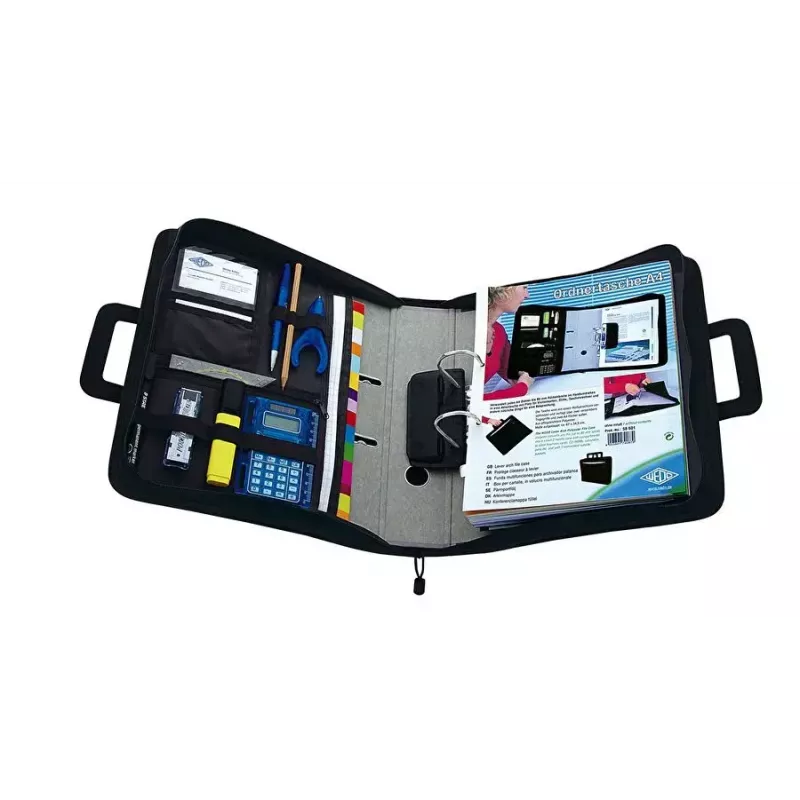 WEDO personal organizer 58 601 — documentenmap van kunststof en polyester voor A4 met visitekaartvak, zwart