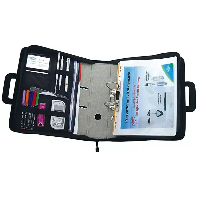 WEDO personal organizer 58 601 — documentenmap van kunststof en polyester voor A4 met visitekaartvak, zwart