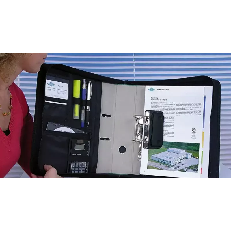 WEDO personal organizer 58 601 — documentenmap van kunststof en polyester voor A4 met visitekaartvak, zwart