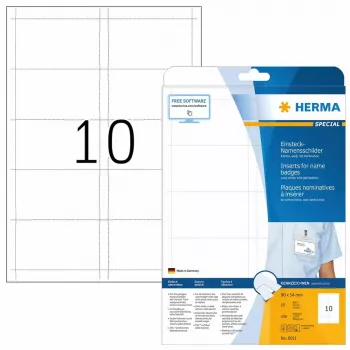 Naamplaatje-inlagen HERMA A4 90x54 mm wit karton 250 stuks