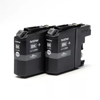 Brother LC123BK 2-pack, zwart, pigmentinkt, 1 stk., 600 pagina's, 600 pagina's, multipack