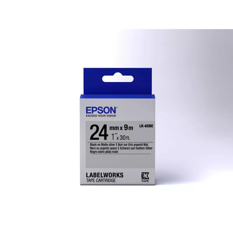 Epson labelcartridge mat LK-6SBE zwart/mat zilver 24 mm (9 m)